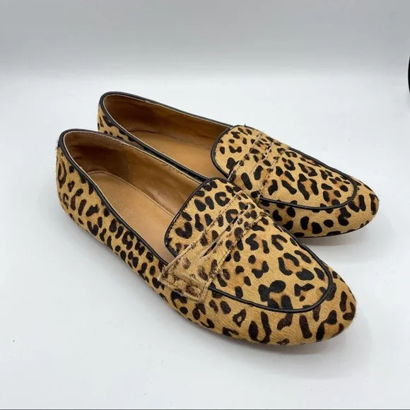 J. CREW Factory Leopard Calf Hair Penny Loafers - Picture 2 of 7